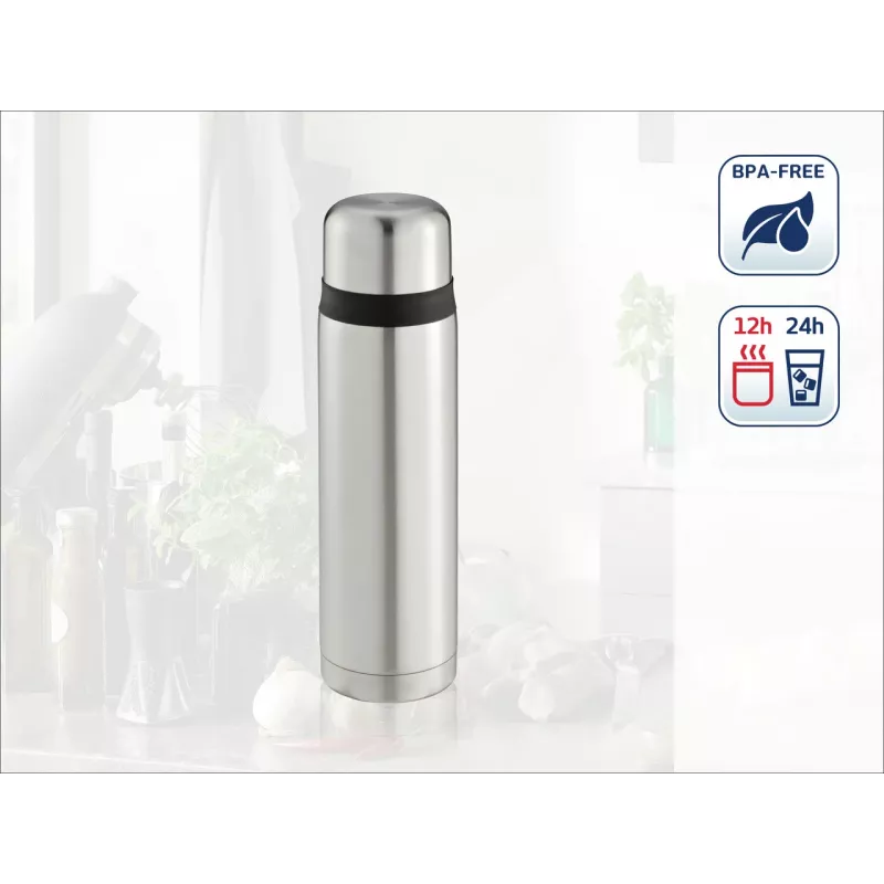 LEIFHEIT Thermos Coco 1,0L roestvrij stalen vacuüm geïsoleerde fles, zilver