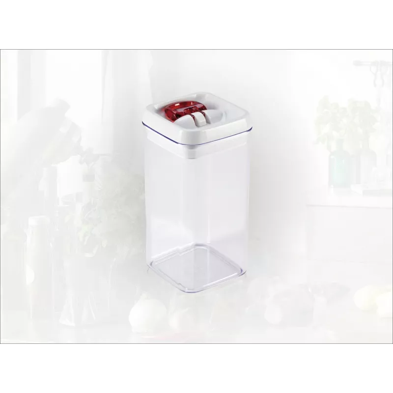 LEIFHEIT Fresh&Easy levensmiddelenbewaarcontainer 1,2 L, luchtdicht, BPA-vrij, transparant met wit/grijs deksel
