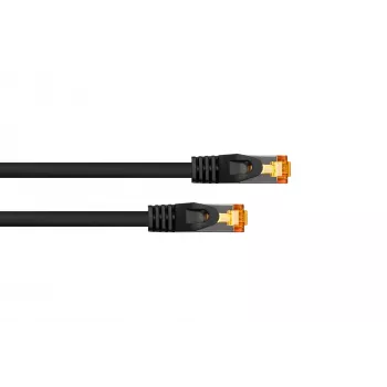Kabelmeister RJ45 patchkabel Cat.7 S/FTP, TPE-mantel, halogeenvrij, zwart, 0,15m