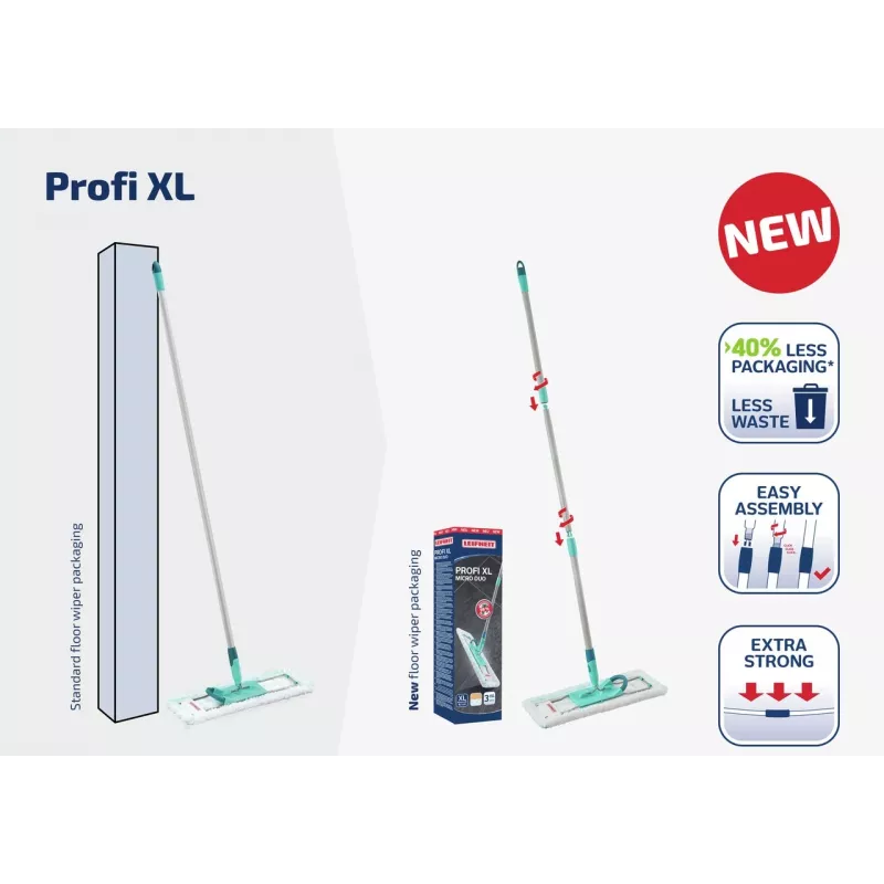 LEIFHEIT Profi XL Micro Duo 42 cm vloerwisser met opvouwbare steel