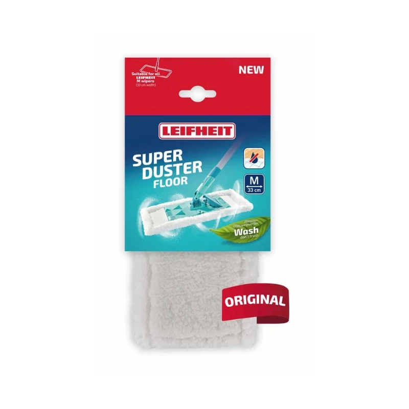 Leifheit SuperDuster Floor M reserve-doek, 33 cm, wit/blauw