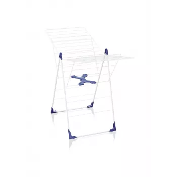 LEIFHEIT Classic 200 Flex wasdroogrek, 20 m drooglengte, opvouwbaar staand vleugeldroogrek, wit/blauw