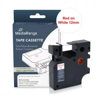 MediaRange Dymo D1 compatibel labelband 12mm x 7m rood op wit