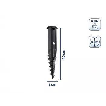 LEIFHEIT inschroefbare grondanker voor waslijnen, verzinkt staal, 50 mm mast, 44 cm, groene deksel