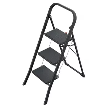 HAILO K44 StandardLine opvouwbare trap, 3 treden, veiligheidsbeugel, zwart, 150 kg