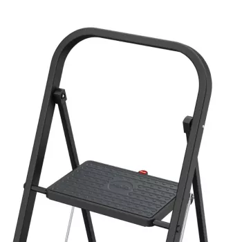 HAILO K44 StandardLine opvouwbare trap, 3 treden, veiligheidsbeugel, zwart, 150 kg