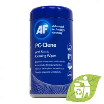 AF APCC100 ECO PC-Clene universele reinigingsdoekjes voor werkplekken, 100 doekjes, antistatisch, alcoholvrij, pluisvrij