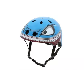 Hornit Shark kinderfietshelm met LED-licht, blauw/grijs, 48-53 cm