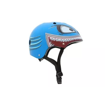 Hornit Shark kinderfietshelm met LED-licht, blauw/grijs, 48-53 cm