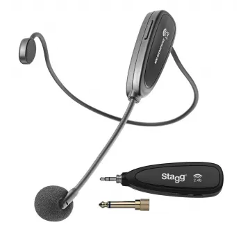 Stagg SUW 12H-BK UHF draadloos headset-systeem met bodypack-zender en tafelontvanger, 12 kanalen, zwart