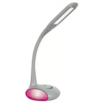 Activejet VENUS RGB grijze LED-bureaulamp met kleurveranderende voet en USB-oplaadfunctie