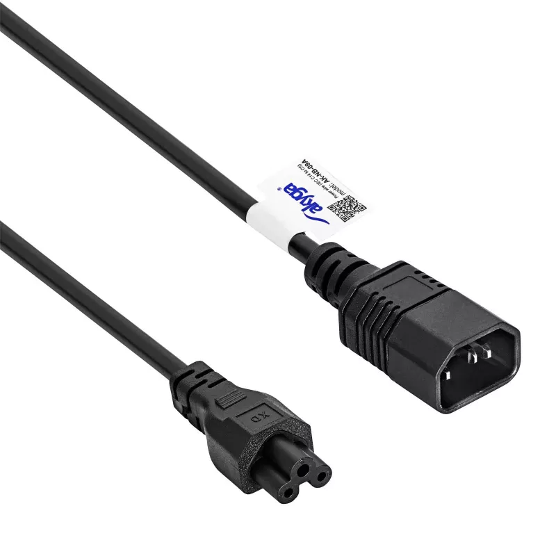Akyga AK-NB-09A netsnoer IEC C14 naar IEC C5 (klavertje), 1,5 m, zwart