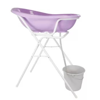 KEEEPER universele badkuipstandaard Dawid wit – in hoogte verstelbaar, opvouwbaar, geschikt voor babybaden 84–100 cm