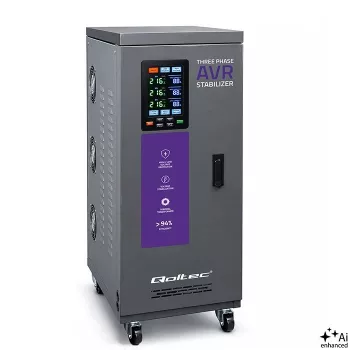 Qoltec 15kVA driefasige servomotor spanningsstabilisator AVR met LCD-display, ±3% nauwkeurigheid, Expert Line