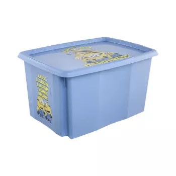 keeeper box met deksel 45L Karolina 'Minions Happiness' 55,5x40x30cm lichtblauw