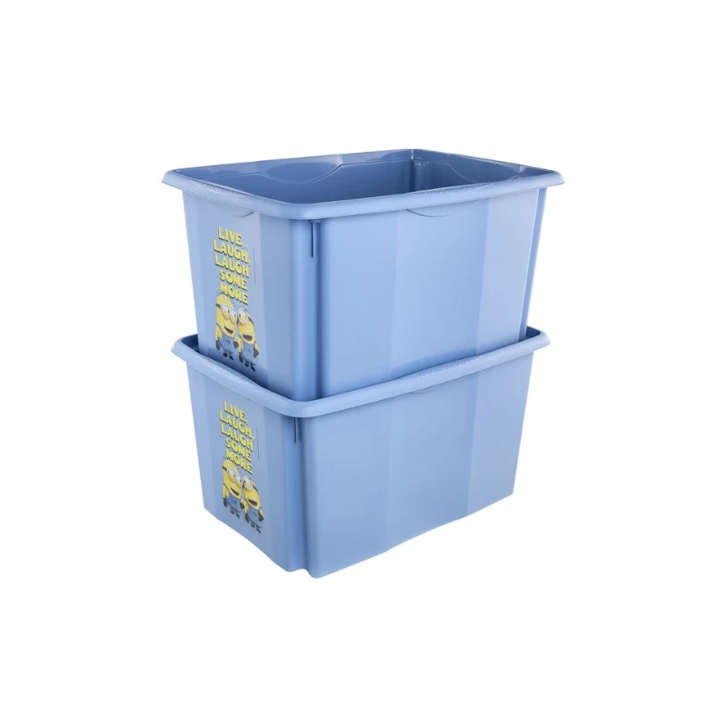 keeeper box met deksel 45L Karolina 'Minions Happiness' 55,5x40x30cm lichtblauw