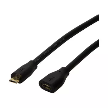 LogiLink CU0121 USB 2.0 micro-B stekker naar micro-B bus verlengkabel, 1 m, zwart