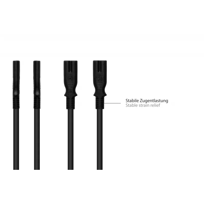 Kabelmeister Euro netsnoer type C naar C7 Figure-8 bus, 1,8 m, zwart, 0,75 mm²