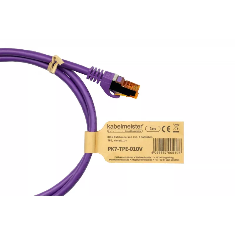 KABELMEISTER Cat.7 S/FTP patchkabel, RJ45, 2m, paars, halogeenvrij TPE