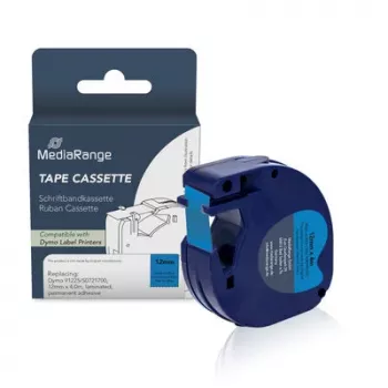 MediaRange labelbandcassette voor Dymo D1 91225/S0721700 12 mm x 4 m zwart op blauw