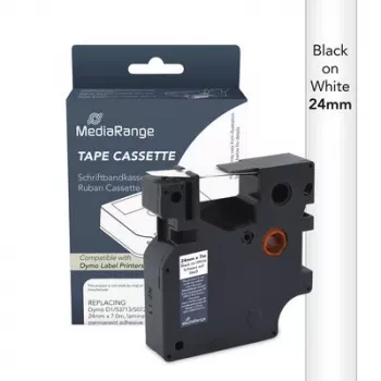 MediaRange Dymo D1 labelbandcassette 24 mm x 7 m zwart op wit (S0720930/53713)