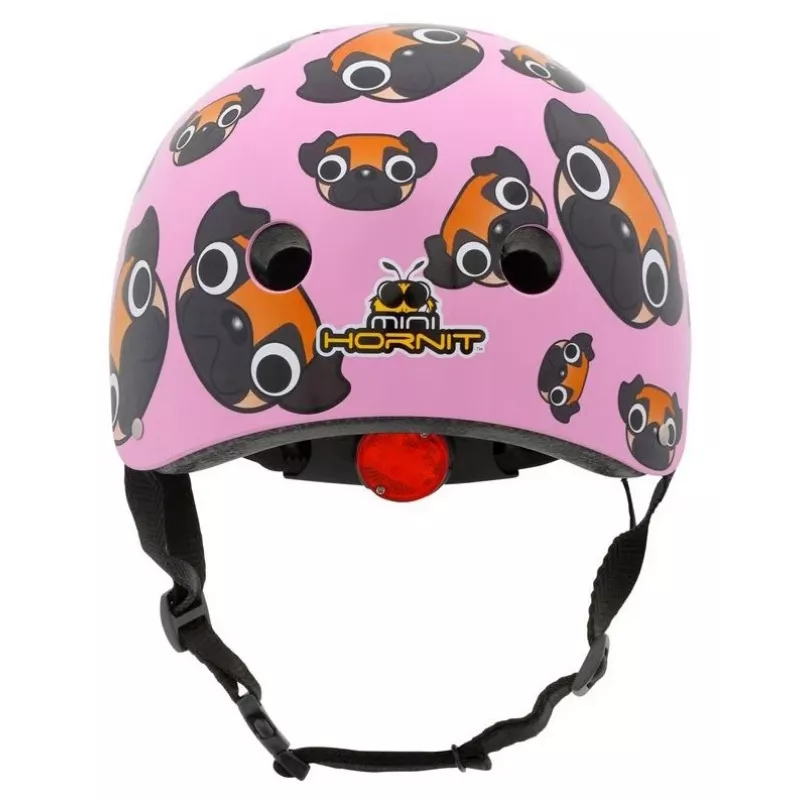 Hornit Pug kinderfietshelm met LED-verlichting - roze, 48-53 cm PUS806