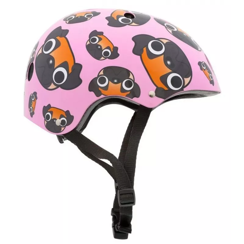 Hornit Pug kinderfietshelm met LED-verlichting - roze, 48-53 cm PUS806