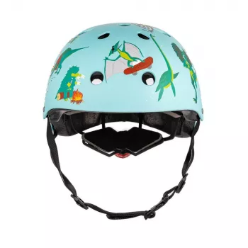 Hornit Jurassic S kinderfietshelm 48-53cm, dinosaurusdesign, groen/blauw/oranje, LED-achterlicht, CE EN 1078 DIS826