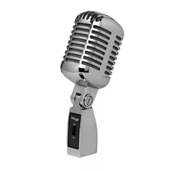 Stagg Vintage SDM 100 dynamische microfoon met aan/uit-schakelaar, nier, XLR, chroom