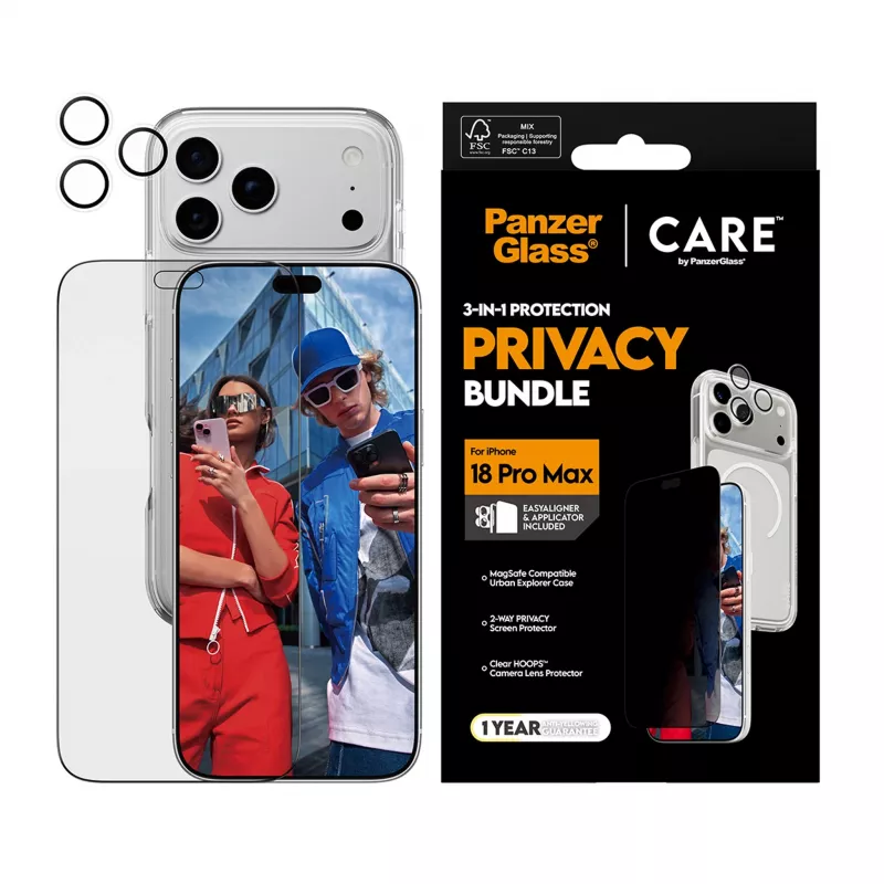 PanzerGlass Privacy Flagship 3-in-1 bundel voor iPhone 18 Pro Max