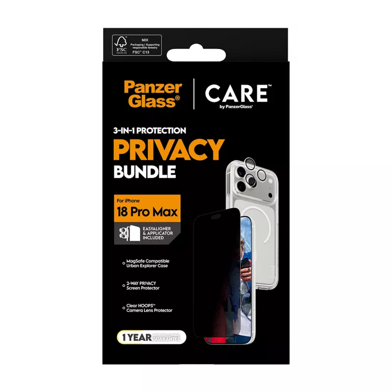 PanzerGlass Privacy Flagship 3-in-1 bundel voor iPhone 18 Pro Max