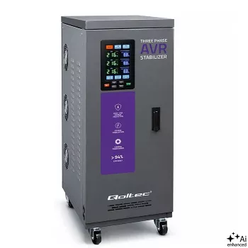Qoltec 20kVA driefasige servomotor-spanningsstabilisator AVR met lcd, ±3% nauwkeurigheid, Expert Line