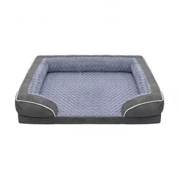 REBEL ANIMALS Premium orthopedisch huisdier-sofabed voor honden en katten, extra groot, 134x106x20 cm, afneembare wasbare hoes, antislip onderkant, waterafstotend, hypoallergeen, grijs