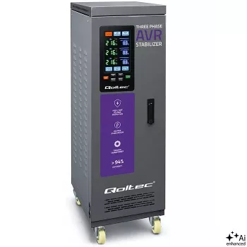 Qoltec drie fase spanningsstabilisator AVR MULTIPROTECTION | 40kVA | nauwkeurigheid ± 3% | servomotor 3F | LCD | Expert Line