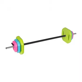 REBEL RBA-2336 20 kg halterstangset met bitumineuze schijven, 140 cm stang, schroefsluitingen, zwart