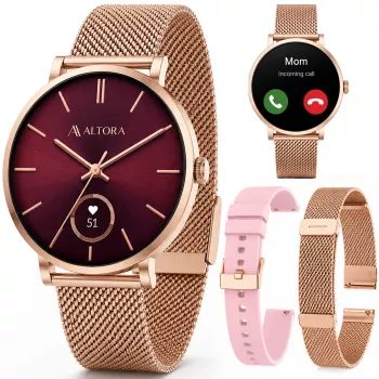 3MK PROTECTION smartwatch Altora Vivid Lady – AMOLED, hartslag, SpO2, IP68, roze siliconenband