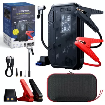 3MK Motio HyperBoost Pro 3000A 4-in-1 startbooster met Smart-Start-kabels, LED-licht, powerbank en luchtcompressor