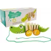 LEAN TOYS houten krokodil op wielen 18cm trekdier