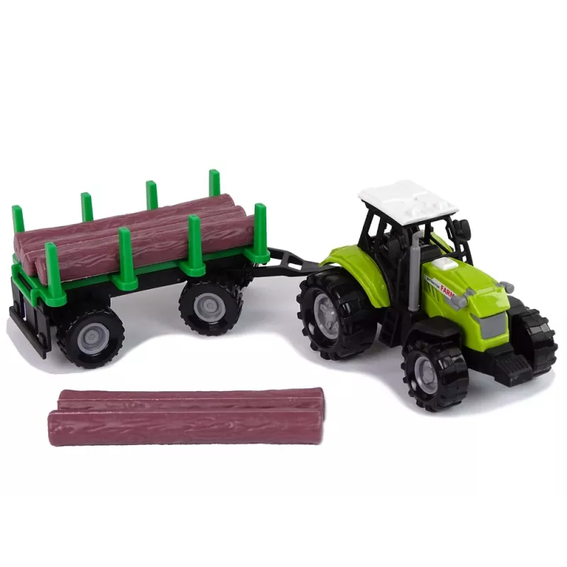 LEAN TOYS groene tractor met houten aanhanger en geluidseffecten