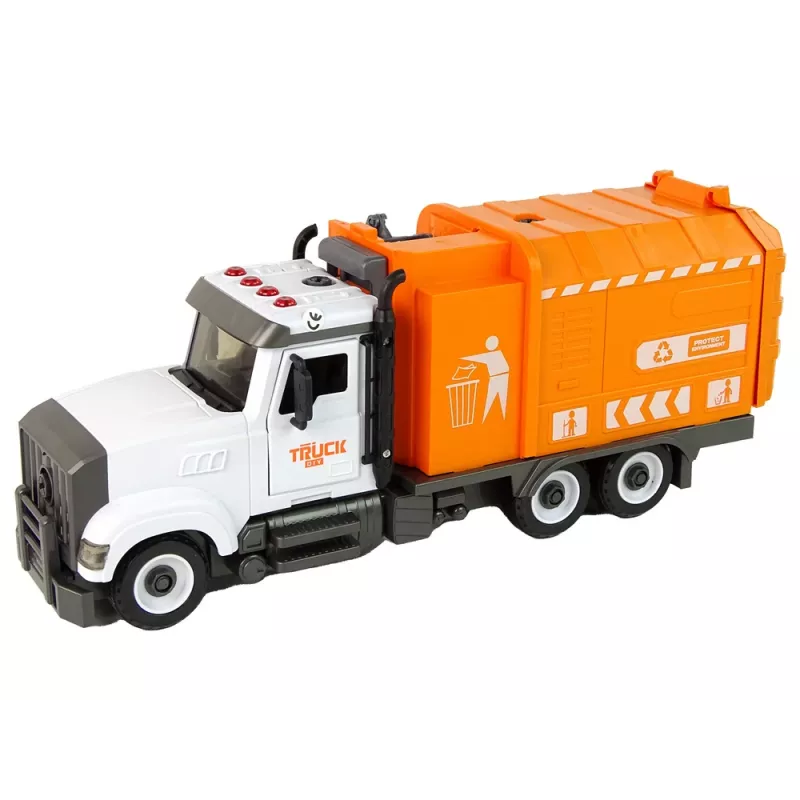 LEAN TOYS vuilniswagen om uit en in elkaar te schroeven met accessoires oranje