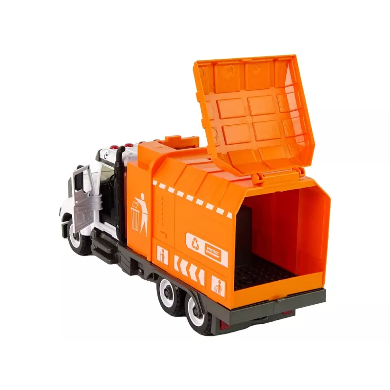 LEAN TOYS vuilniswagen om uit en in elkaar te schroeven met accessoires oranje