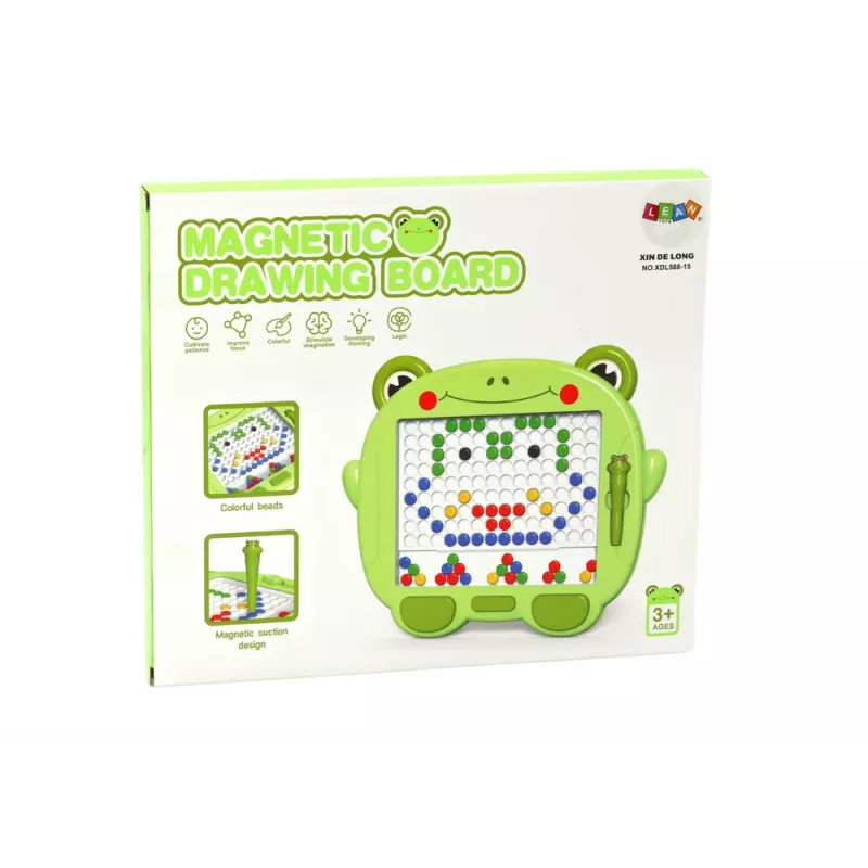 LEAN TOYS magnetisch leerbord kikker stylus pad groene kralen puzzel