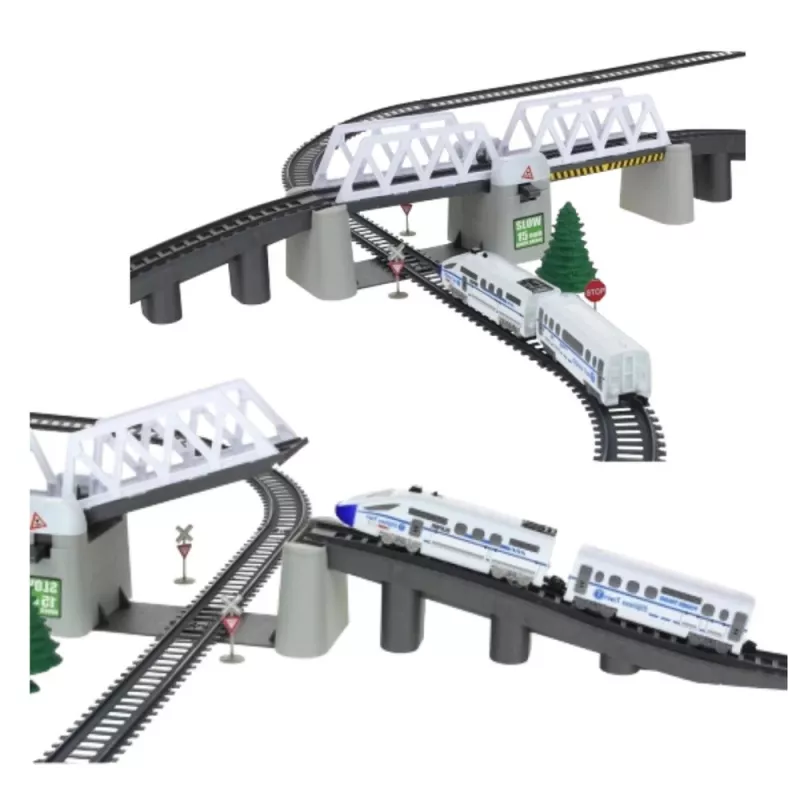 LEAN TOYS elektrische treinset met hefbrug en 366 cm rail