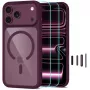 TECH-PROTECT MagOne MagSafe hoes met gehard glas schermbescherming 2-pack voor iPhone 17 Pro Max / 18 Pro Max – Dark Cherry/transparant