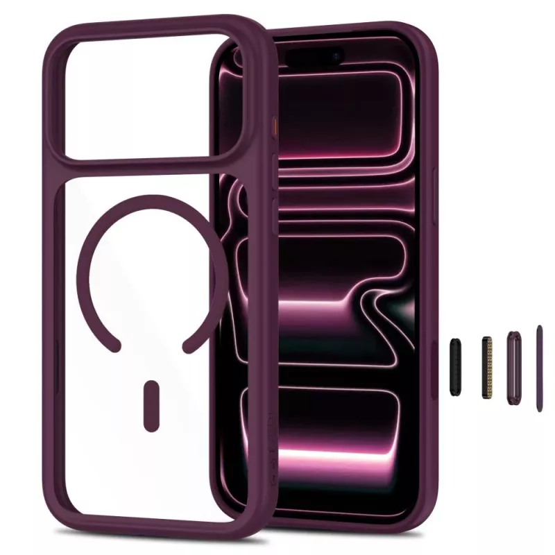 TECH-PROTECT MagOne MagSafe hoes met gehard glas schermbescherming 2-pack voor iPhone 17 Pro Max / 18 Pro Max – Dark Cherry/transparant