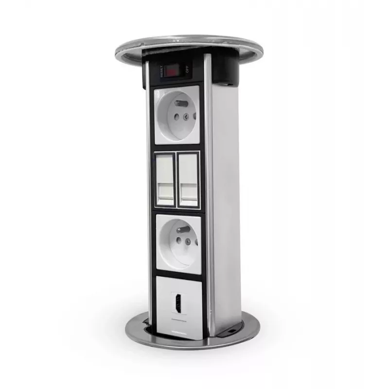 LEGRAND EM/HU-STP-1S-3EU desktop-zuil lege behuizing voor 8 modules, aluminium/zwart