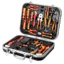 NEO TOOLS 25-delige elektriciensgereedschapskoffer-set, VDE-geïsoleerd handgereedschap met spanningstester, striptang, tangen, schroevendraaiers en accessoires in robuuste kunststofkoffer
