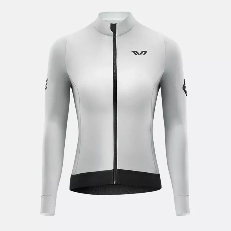 ROCKBROS YDWT006 TVI dames fietsjack - winddicht waterafstotend thermo-fleece gevoerd, wit-grijs, maat S