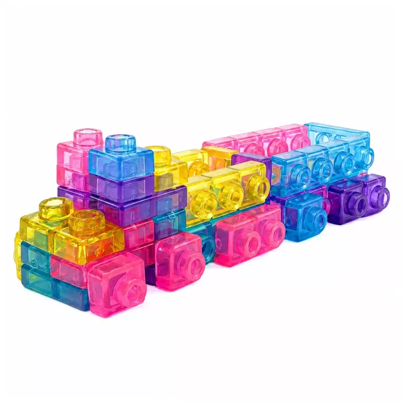 LEAN TOYS rubberen bouwstenen flexibel construeren transparant bont 40 stuks