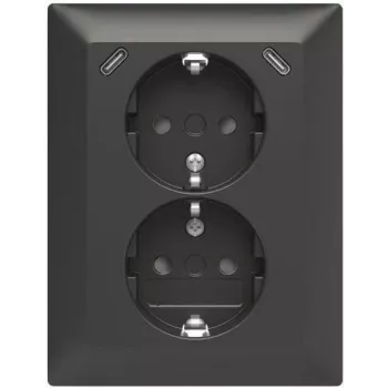 ABB Safety+ USB-dubbelstopcontact met 2x USB-C, 15W, inbouw, polarwit 2TKA00006192